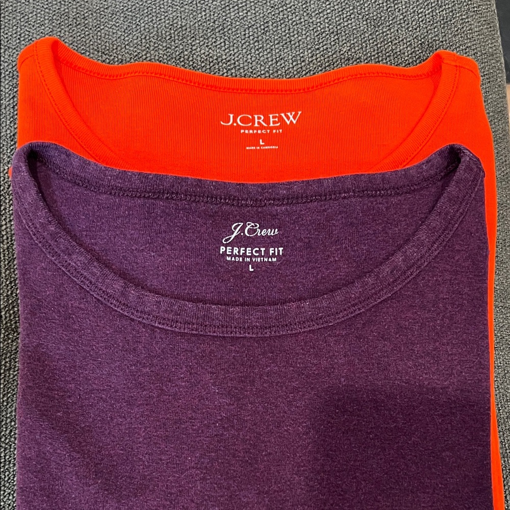 J. Crew Vibrant Orange and Deep Purple Tees